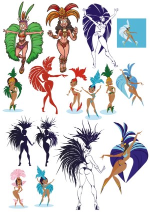 Carnival Showgirl Dancers Vector Collection Free Vector