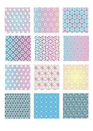 Colorful Geometric Pattern Set with Gradient Effects Free Vector
