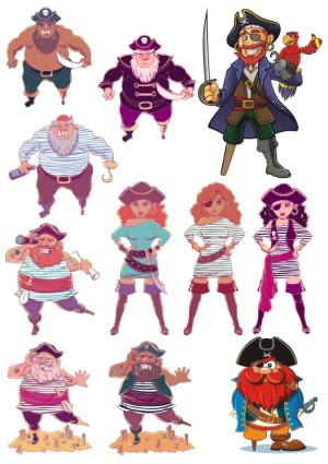 Cartoon Pirate Characters Collection Free Vector