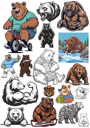 Collection of Bear Illustrations and Mascot Designs Free Vector