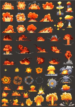 Colorful Explosions and Blast Effects Vector Set Free Vector