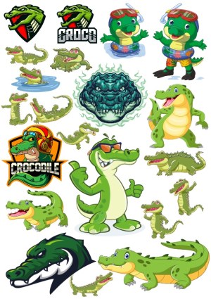 Cartoon and Mascot Crocodile Vector Collection Free Vector
