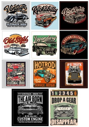 Vintage and Custom Cars Vector Collection Free Vector