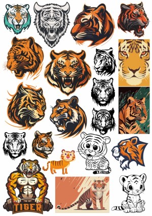 Collection of Tiger Illustrations and Vector Designs Free Vector
