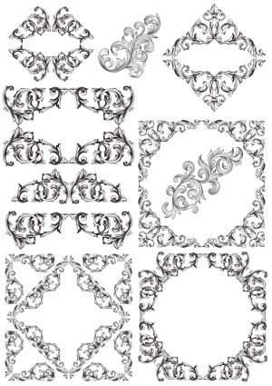 Ornate Vintage Floral Frames and Decorative Elements Free Vector