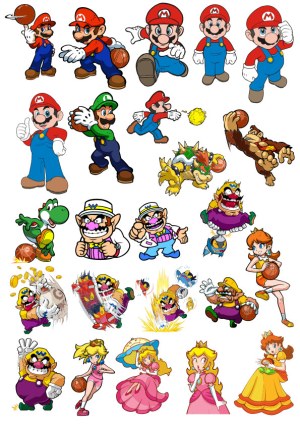 Mario Series Characters Playing Basketball Vector Set Free Vector