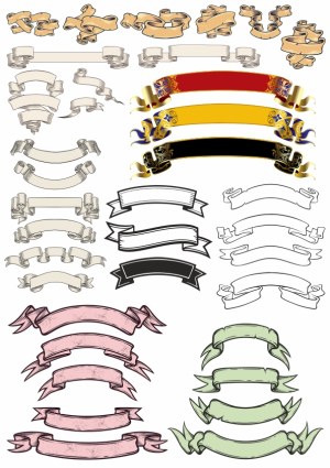 Vintage Decorative Ribbon and Banner Vector Set Free Vector