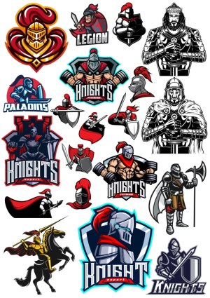 Collection of Knight and Paladin Vector Logos and Illustrations Free Vector