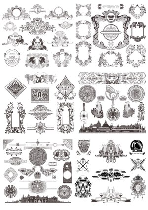 Vintage Ornamental Frame and Emblem Collection Free Vector