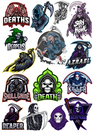 Set of Grim Reaper Vector Logos and Illustrations Free Vector