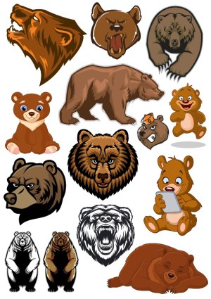 Varied Bear Vector Illustrations and Mascots Free Vector