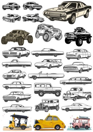 Vintage and Modern Vehicle Vector Collection Free Vector