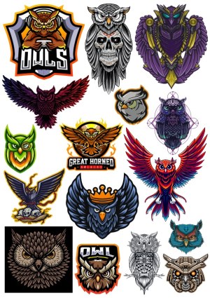 Collection of Colorful and Stylized Owl Vector Illustrations Free Vector