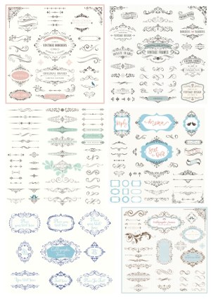 Vintage Decorative Borders, Frames, and Banners Collection Free Vector