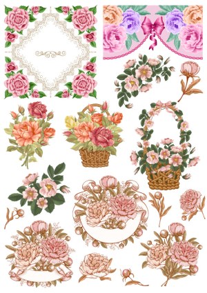 Vintage Floral Vector Collection with Roses and Peonies Free Vector