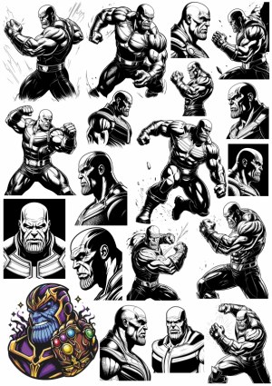 Thanos Comic Style Vector Illustrations Collection Free Vector
