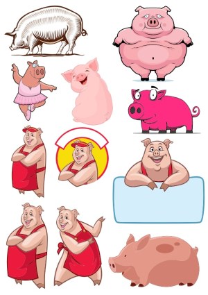 Cute and Funny Pig Characters Collection Free Vector