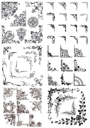 Decorative Floral and Ornamental Corner Vector Designs Free Vector