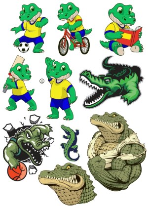 Cartoon Alligators and Crocodiles in Various Activities Free Vector