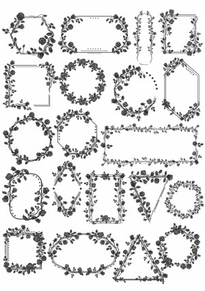 Decorative Black Rose Flower Frame and Border Vector Set Free Vector