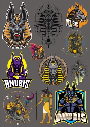 Collection of Anubis Egyptian God Vector Illustrations Free Vector