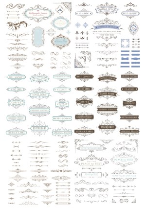 Vintage Calligraphic Frames and Decorative Elements Collection Free Vector