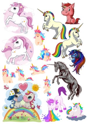 Colorful Collection of Cartoon Unicorn and Fantasy Horse Vectors Free Vector