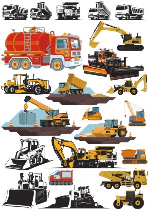 Construction and Heavy Equipment Vector Illustrations Free Vector