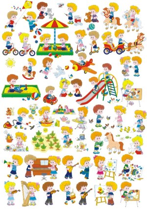 Children Engaged in Various Outdoor and Indoor Activities Vector Collection Free Vector