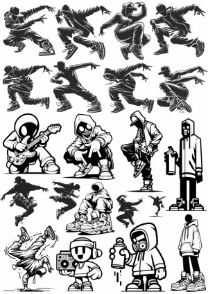 Urban Street Dance and Hip Hop Characters Vector Set Free Vector