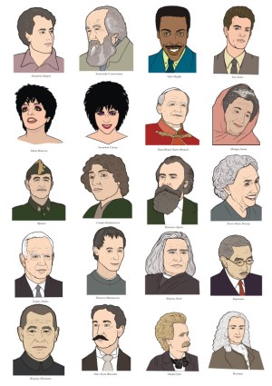 Portrait Collection of Various Historical and Cultural Figures Vector Free Vector