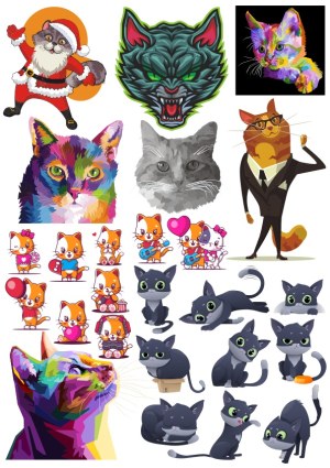 Collection of Colorful and Cartoon Cat Vector Illustrations Free Vector