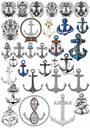 Collection of Nautical Anchor Vector Illustrations Free Vector