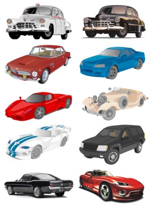 Collection of Classic and Modern Car Vector Illustrations Free Vector