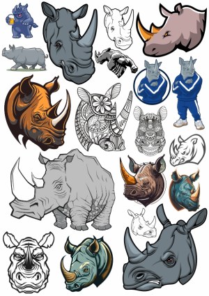 Collection of Rhino Vector Illustrations and Stylized Designs Free Vector