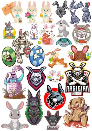 Easter and Rabbit Cartoon Character Vector Collection Free Vector