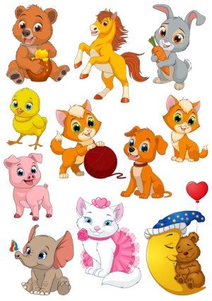 Cute Cartoon Baby Animals Collection Vector Free Vector
