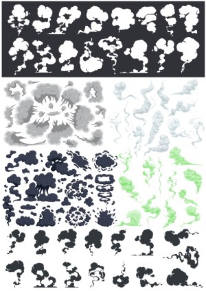 Collection of Various Smoke and Explosion Vector Illustrations Free Vector