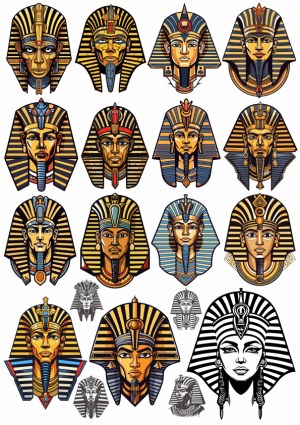 Collection of Egyptian Pharaoh Vector Portraits Free Vector