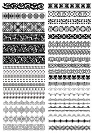 Black and White Ornamental Decorative Borders and Patterns Free Vector