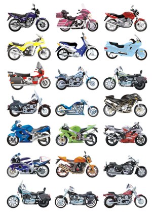 Collection of 20 Diverse Motorcycle Vector Illustrations Free Vector
