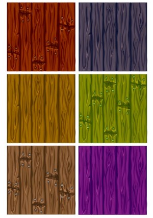 Colorful Wood Plank Backgrounds Set with Different Textures and Nail Details Free Vector