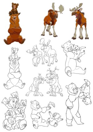 Cartoon Bears and Moose Family Vector Illustrations Free Vector