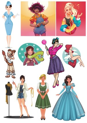 Diverse Female Characters and Fashion Vector Illustrations Free Vector