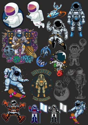 Colorful Space Astronauts Vector Pack Free Vector