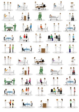 Medical and Healthcare Professionals Interacting with Patients Vector Set Free Vector