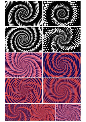 Hypnotic Spiral Dot and Line Patterns Vector Set Free Vector