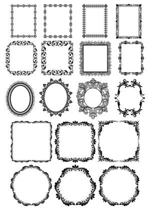 Decorative Ornate Black and White Vector Frames Set Free Vector