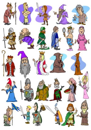 Medieval Fantasy Characters Clipart Set Free Vector