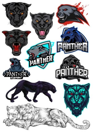 Black Panther Mascot Logos and Illustrations Collection Free Vector